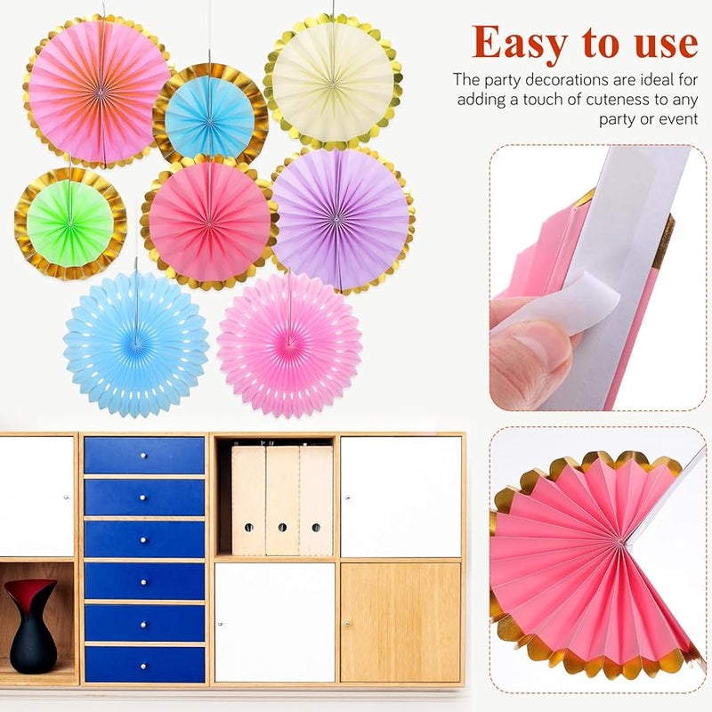 مجموعة زينة مراوح ورقية ملونة من نوع ماكرون لحفلات وزينة الفصول الدراسية - Image 5